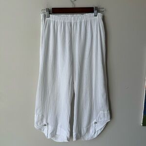 Oh My Gauze Abaca Cotton Gauze Capri Pants Button Hem White Women’s Size Medium